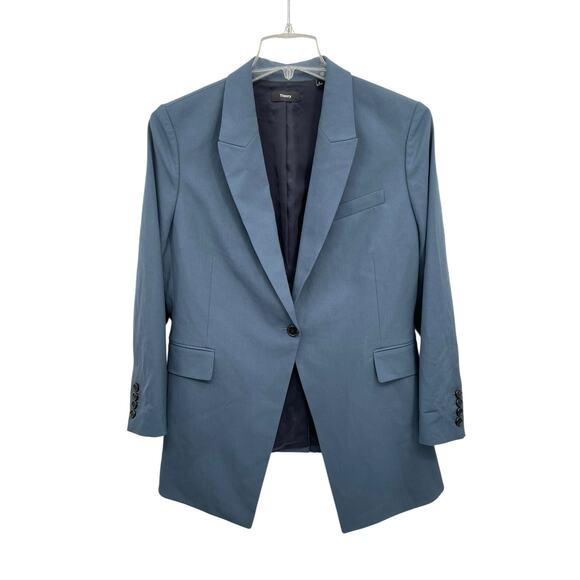 Theory Etiennette Blazer in Good Wool Ash Blue Size 16 - Picture 1 of 11